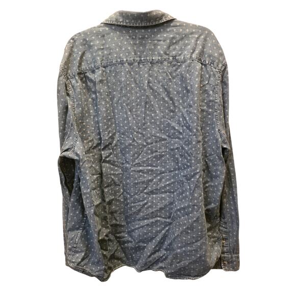 EXPRESS Chambray Lightweight Denim Print Button-Up Shirt Size XL EUC - Picture 2 of 4